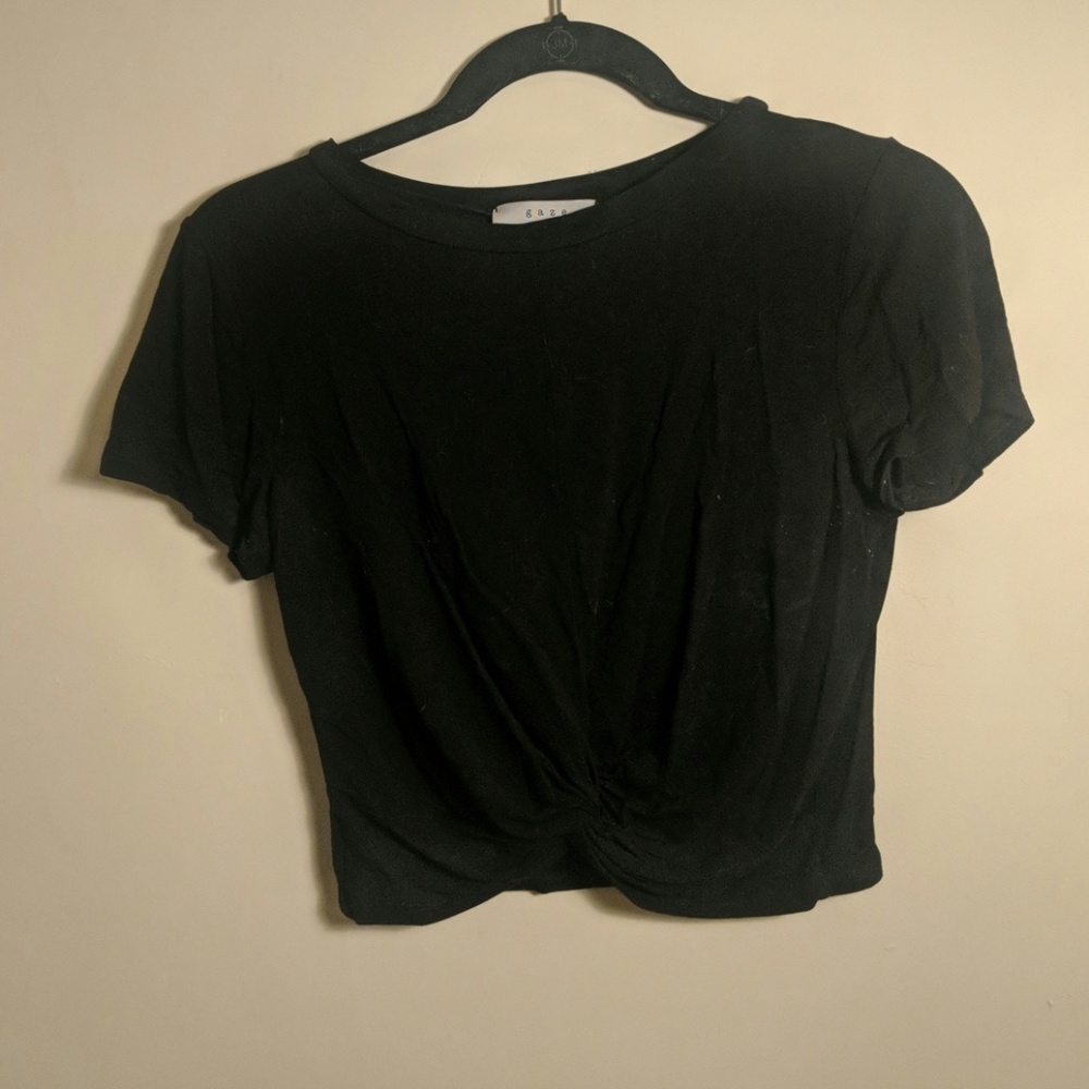 Black Knotted Crop Top
